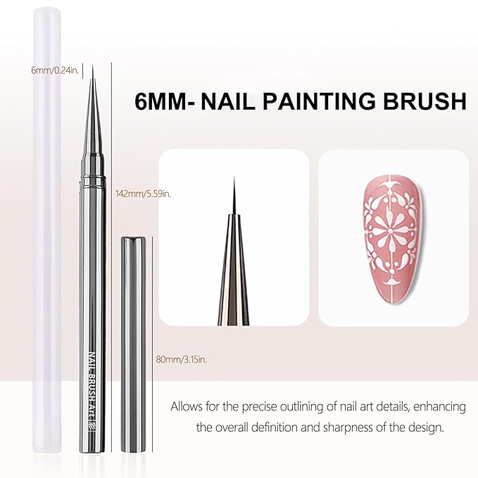3Pcs Nail Art Brushes Set for Flower Petal Butterfly Drawing, 3D Gel Acrylic