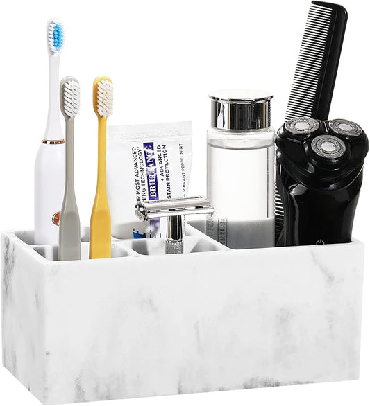 Luxspire Resin Toothbrush Holder, 5 Slots Hygienic Handmade Toothbrush Storage