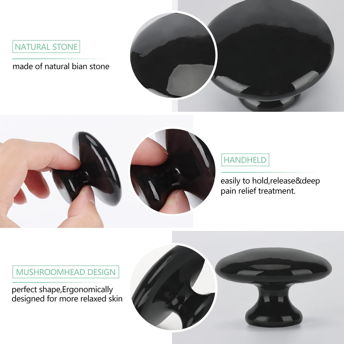 QYLHH 4 Pcs Mushroom Hot Massage Stones Set Natural Bian Warm Rocks Kit for Facial SPA5.5x3.5cm