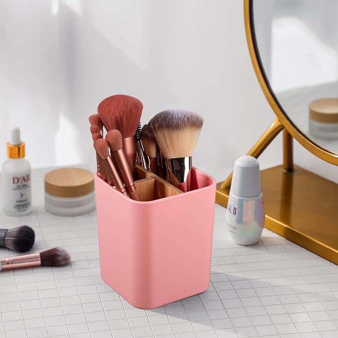 Bamboo Toothbrush Holder for Bathrooms, 3 Slots Toothbrush and Toothpaste