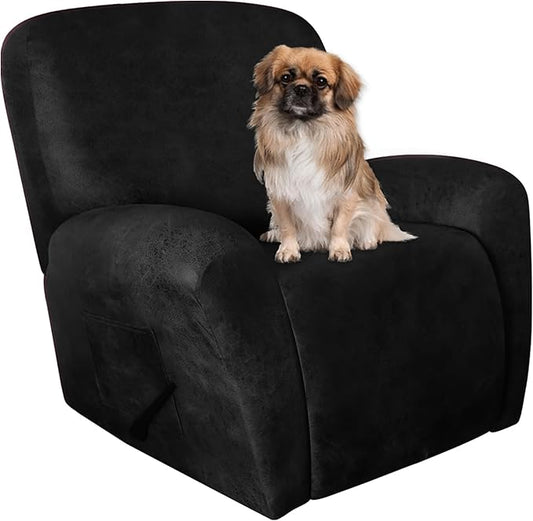 ANARACHON Leather Look Recliner Chair Covers Stay in Place 4-Piece Recliner