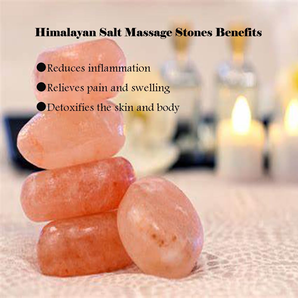 QYLHH 2 Pcs Ball Himalayan Salt Massage Stones Hot Massage Cold Massage Stones Set Warm Rocks Kit for Facial SPA1.97IN