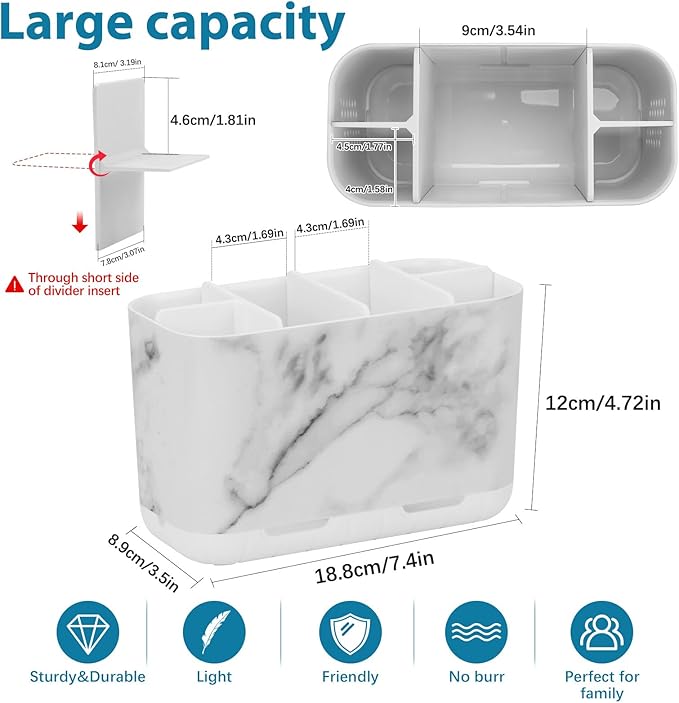 Boperzi Toothbrush Holders for Bathrooms Organizers and Storage, Large Tooth