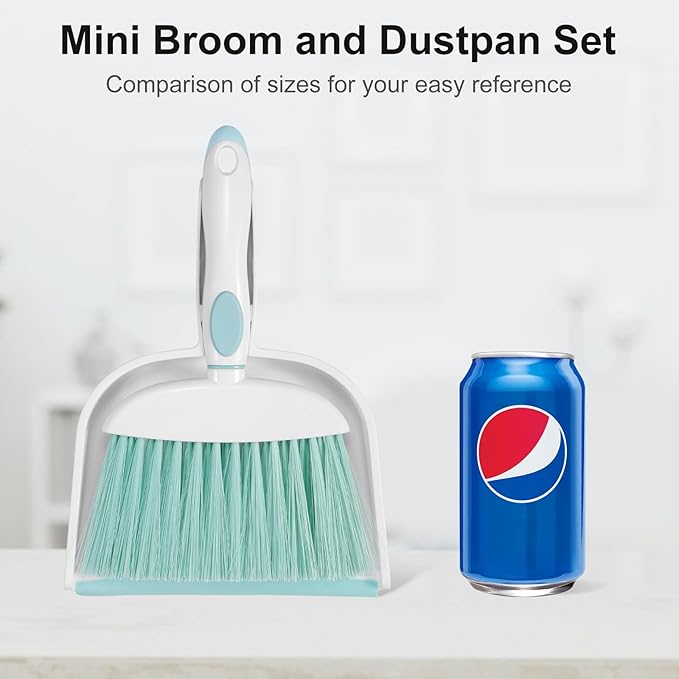 NACENA Small Dust Pan and Brush Set, Mini Broom and Dustpan Set Small Hand