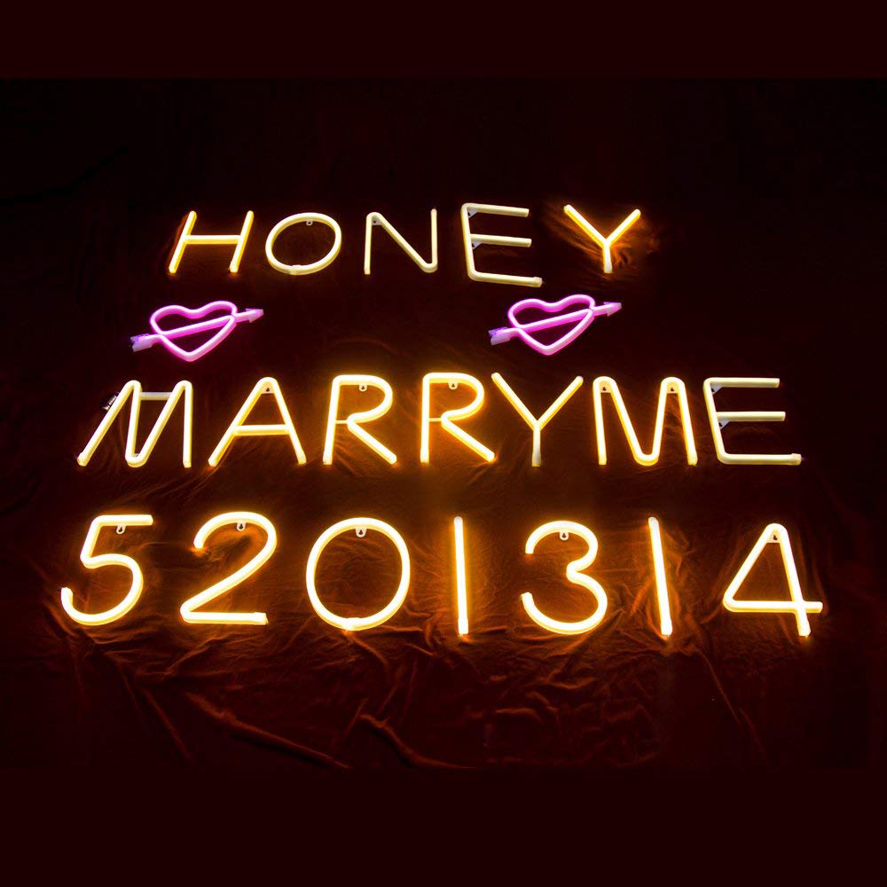 LED Warm White Alphabet Neon Art Lights Neon Letter Sign Night Lights with Battery/USB Operation for Wedding Birthday Party Christmas Home Bar Decoration