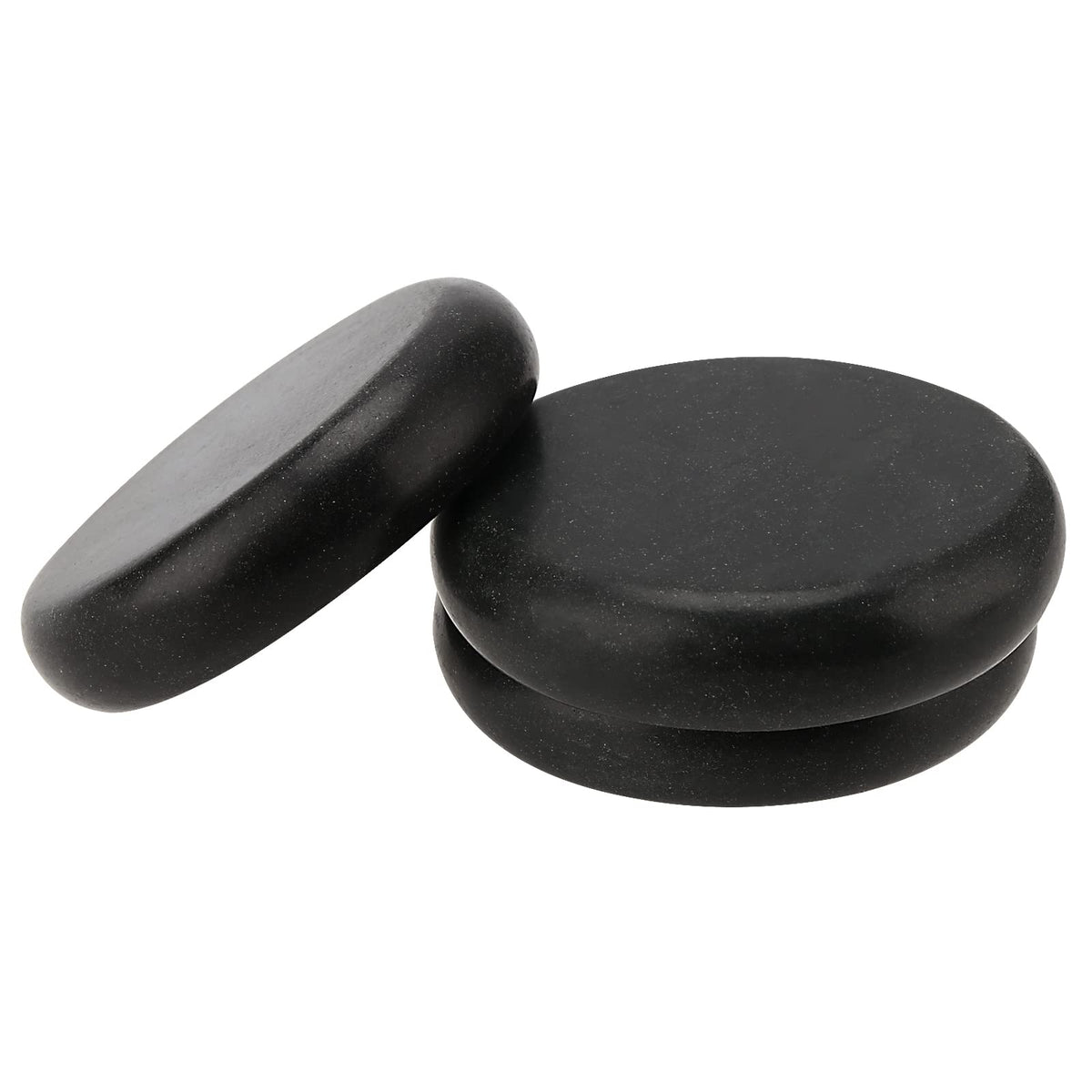 SOUJAP 16 Pack 3.15 Inch Basalt Massage Stones, Large Massage Hot Round Stones, Black Essential Basalt Rocks for Relaxation, Home Spa