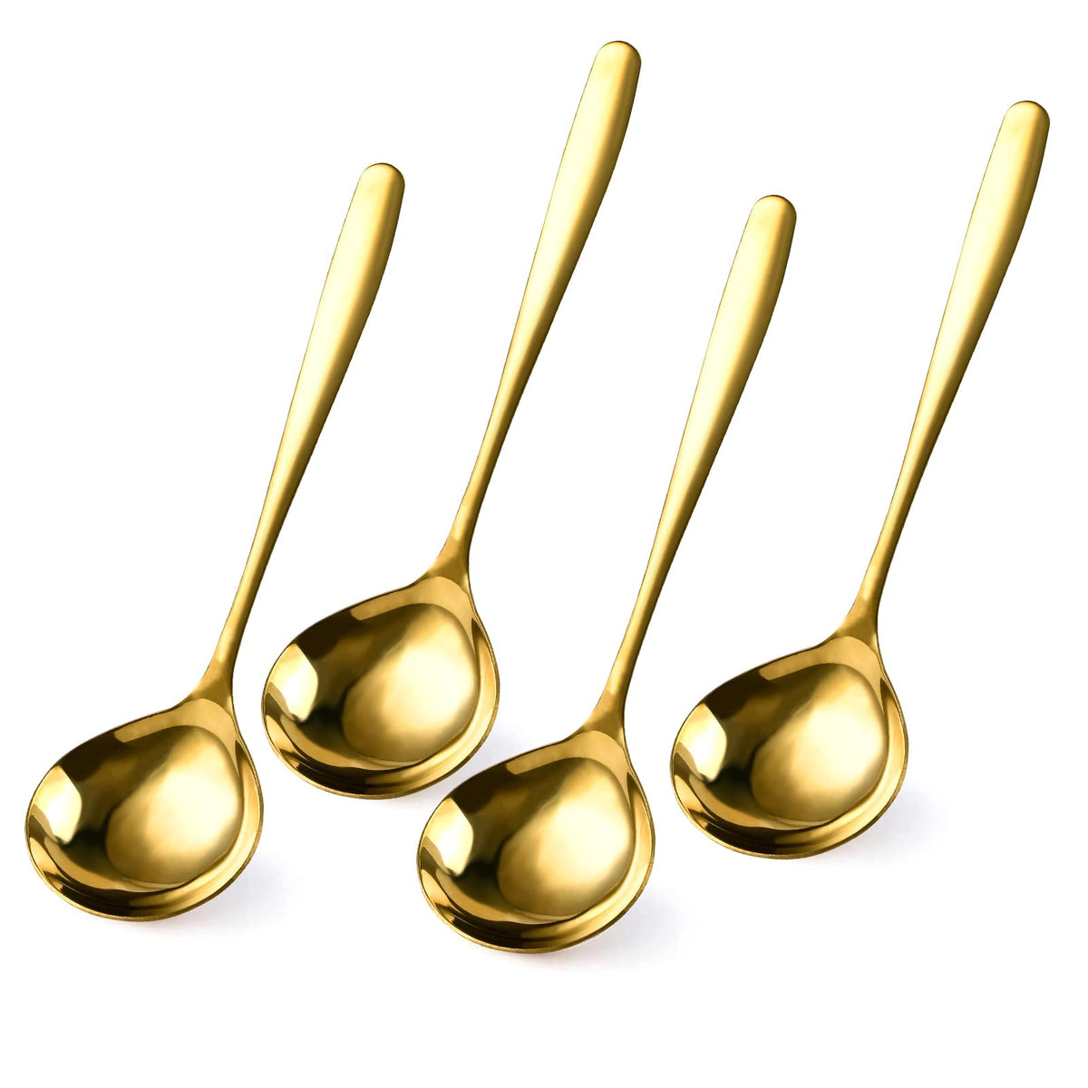 Elesunory 4 Piece 1 oz Gold Small Ladle, 8 Inch 304 Stainless Steel Soup Ladle for Serving, Gravy Spoon for Sauces, Dishwasher Safe