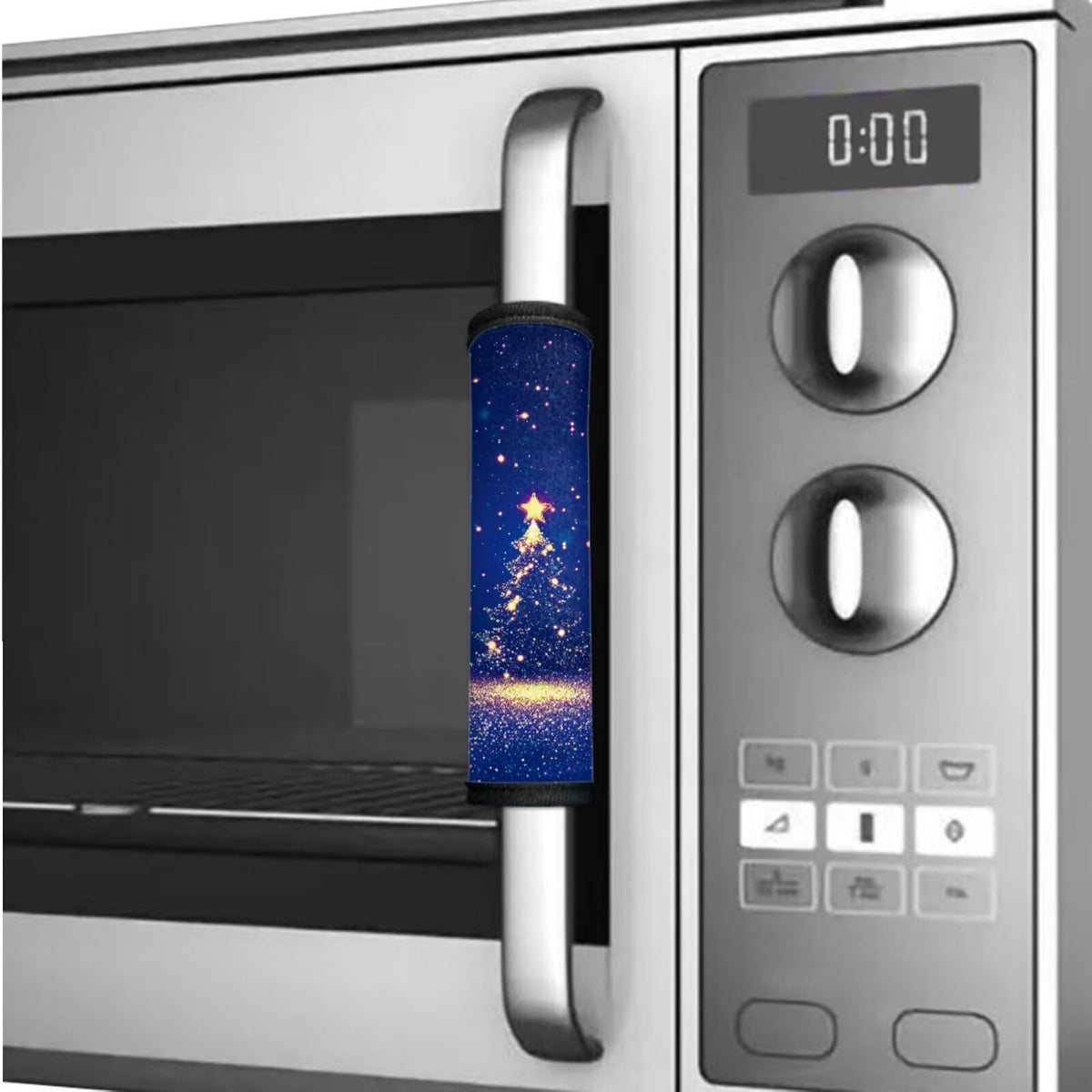 Txsniver Refrigerator Door Handle Covers Washable Neoprene Kitchen Appliance Gloves with Hook and Loop Fastener Handle Protector Home Decor, 6 PCS,Christmas Star Tree Topper Deep Blue