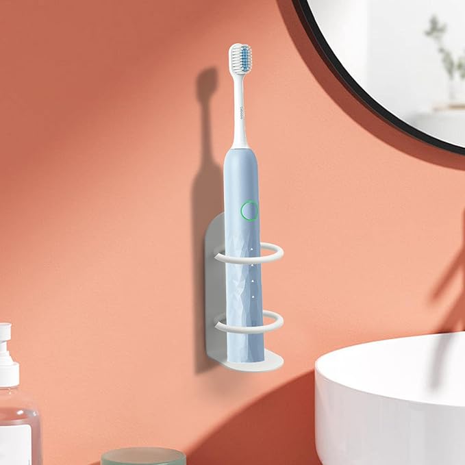 2 Pack Electric Toothbrush Holders Stick on The Wall Electric Metal Tooth