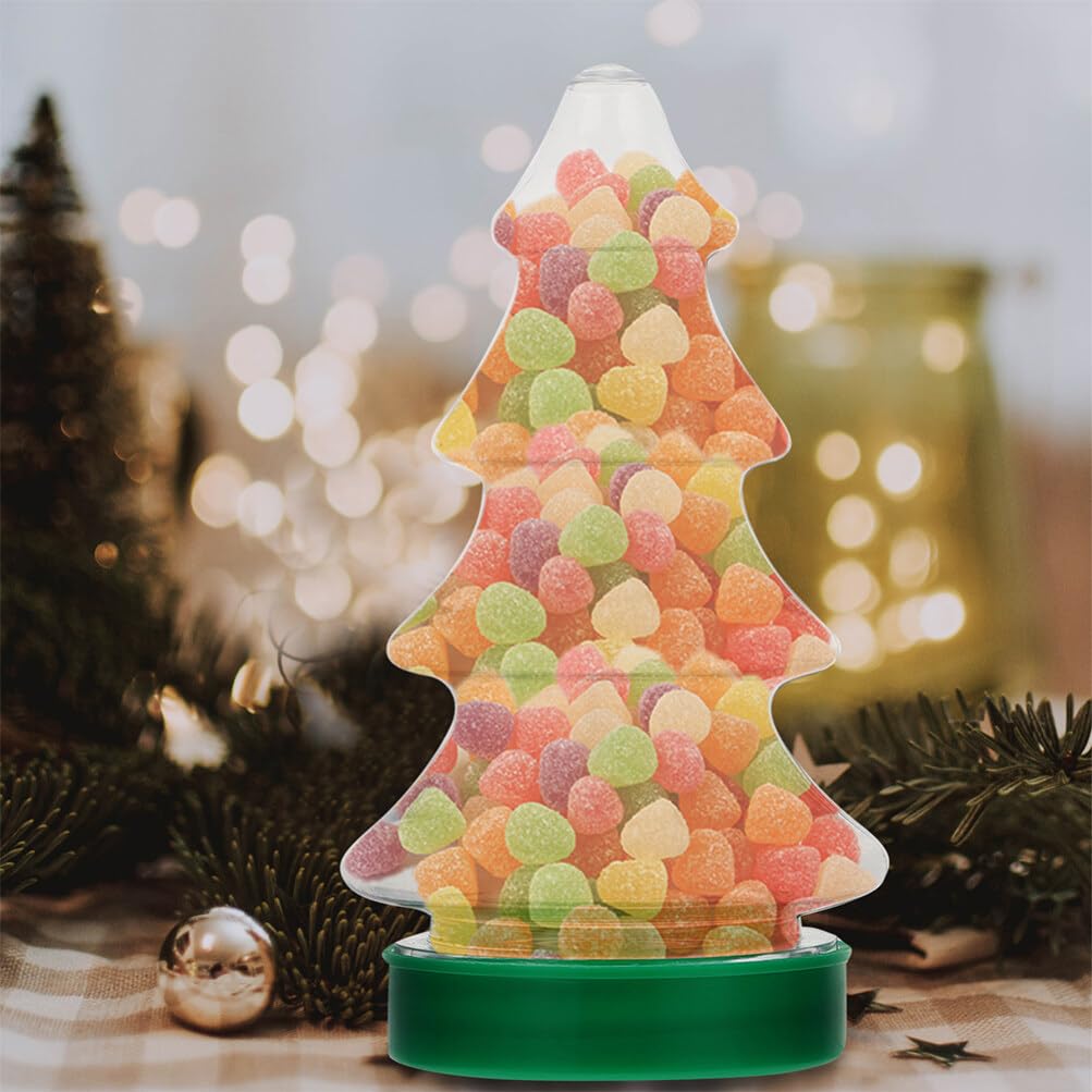 ABOOFAN 6pcs Christmas Tree Shaped Candy Boxes Clear Plastic Container Fillable Ornament Xmas Cookie Jars With Lid Biscuits Sweets Jars