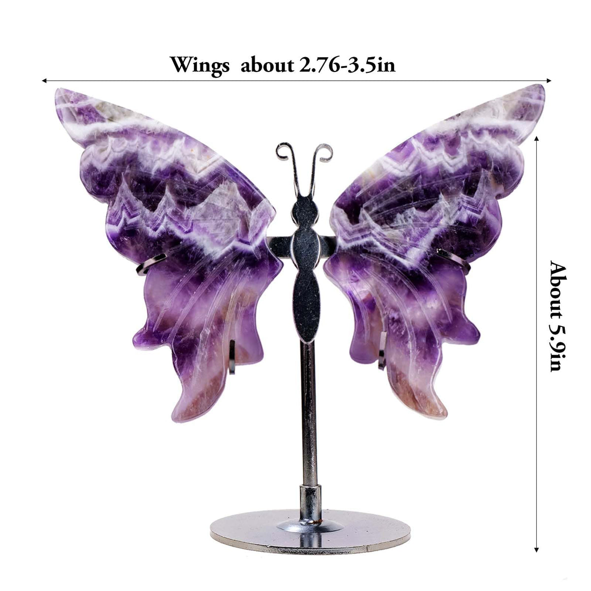 Natural Crystal Butterfly Statue Genuine Crystal Figurine Ornament, Amethyst Agate Wings, Home Office Tabletop Decor (Amethyst)