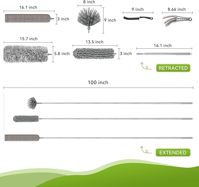 12-in-1 Professional Deep Cleaning System, 100-inch Extendable Duster