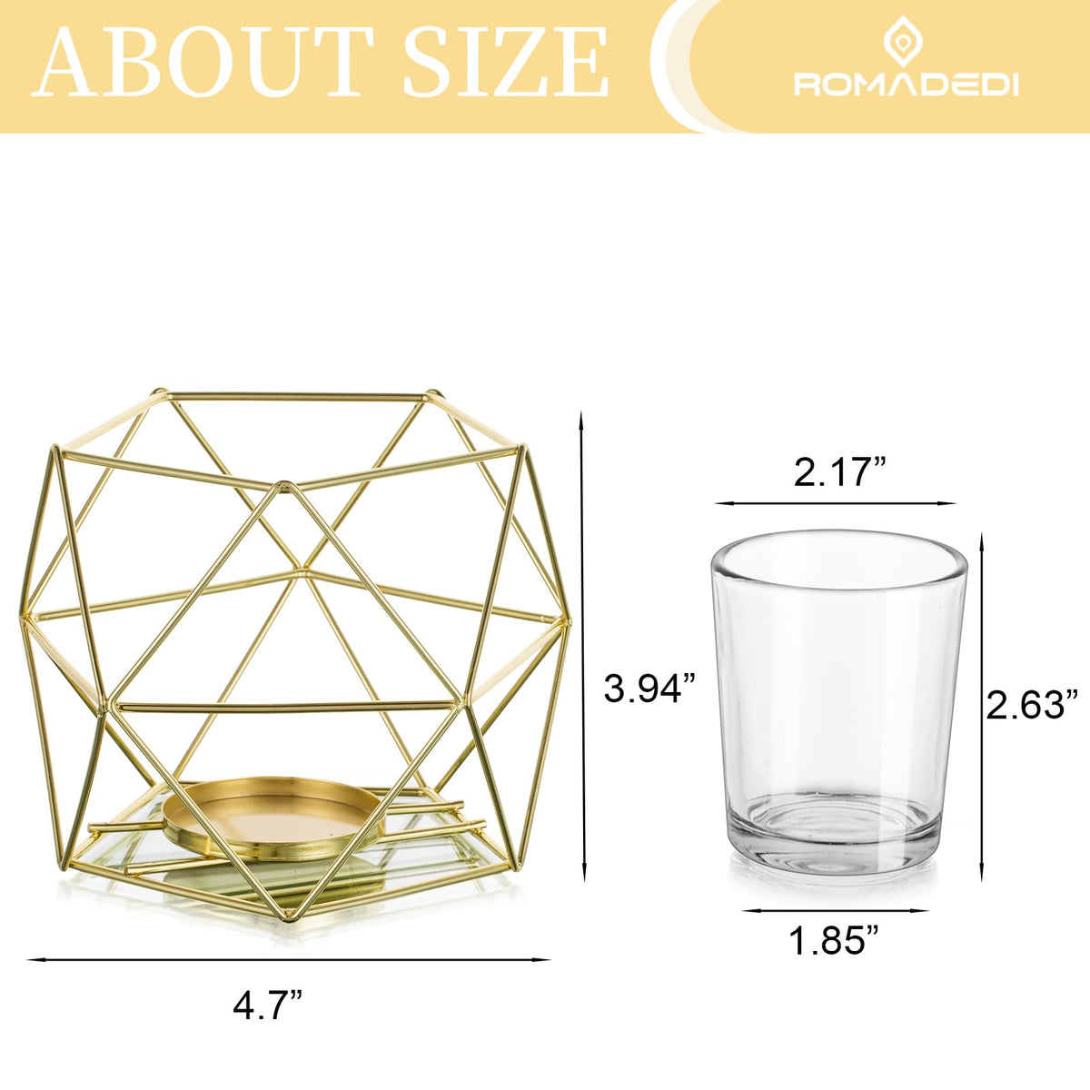Geometric Tealight Candle Holders Gold - Votive Candle Stand Accents for Tea Light Decorative for Home Table Shelf Mantel Modern Geo Decoration Christmas Wedding Reception Décor, Gold, 6pcs