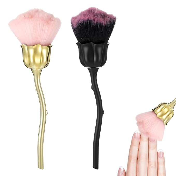 2Pcs Nail Dust Brush, Ultra Soft Nylon Powder Remover