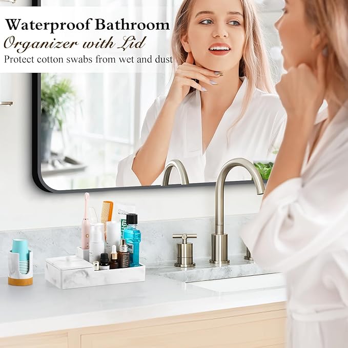 Luxspire Bathroom Counter Organizer, Marble Toothbrush Holder