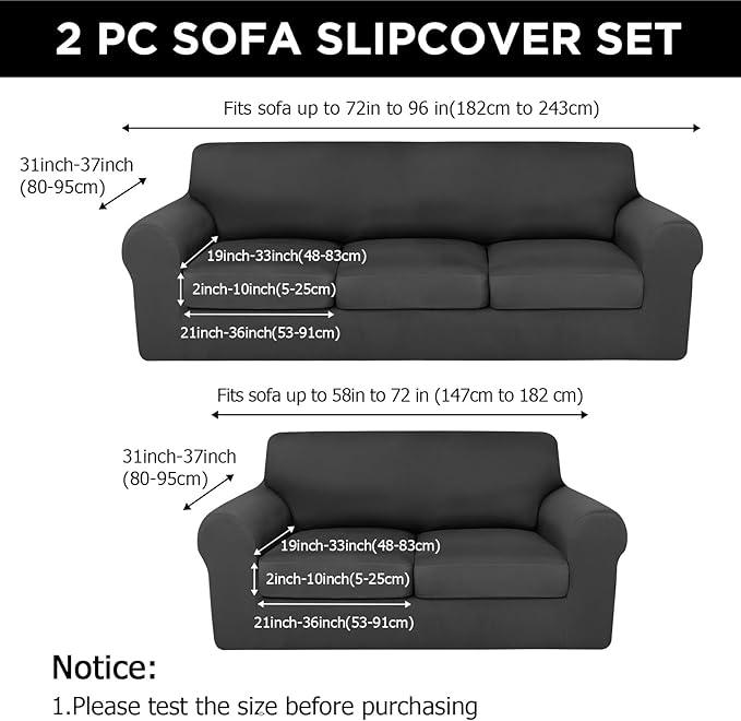 HunnmingRe Sofa Covers for 3 Cushion Couch Stretch Sofa and Loveseat Covers Set