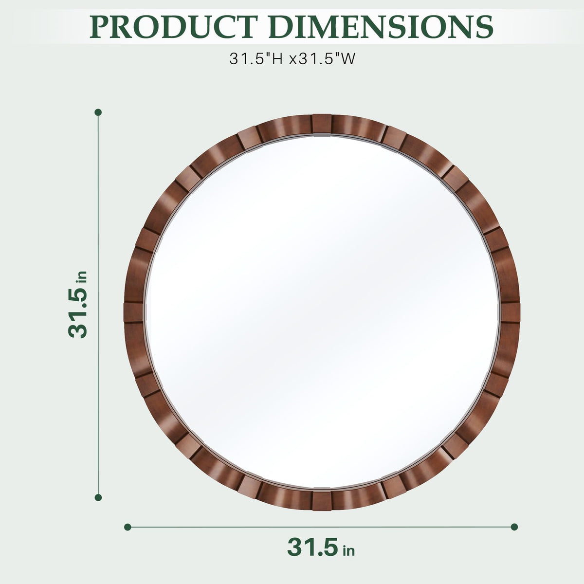 MYOTA Round Wood Wall Mirror - 31.5" Farmhouse Rustic Wall Decorative Mirrors, Wooden Circle Boho Accent Mirror for Living Room, Bedroom, Bathroom, Entryway, Hallway, Fireplace (Walnut)