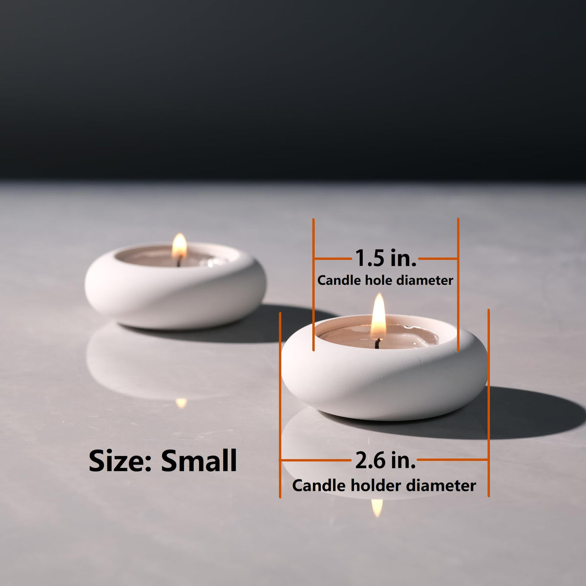 ICNBUYS Handmade Decorative Pebble Tealight Candle Holders Set of 8 - Handcrafted Home Decor Accent for Calming Earthy Aesthetic White Cement Diameter 2.6 inches