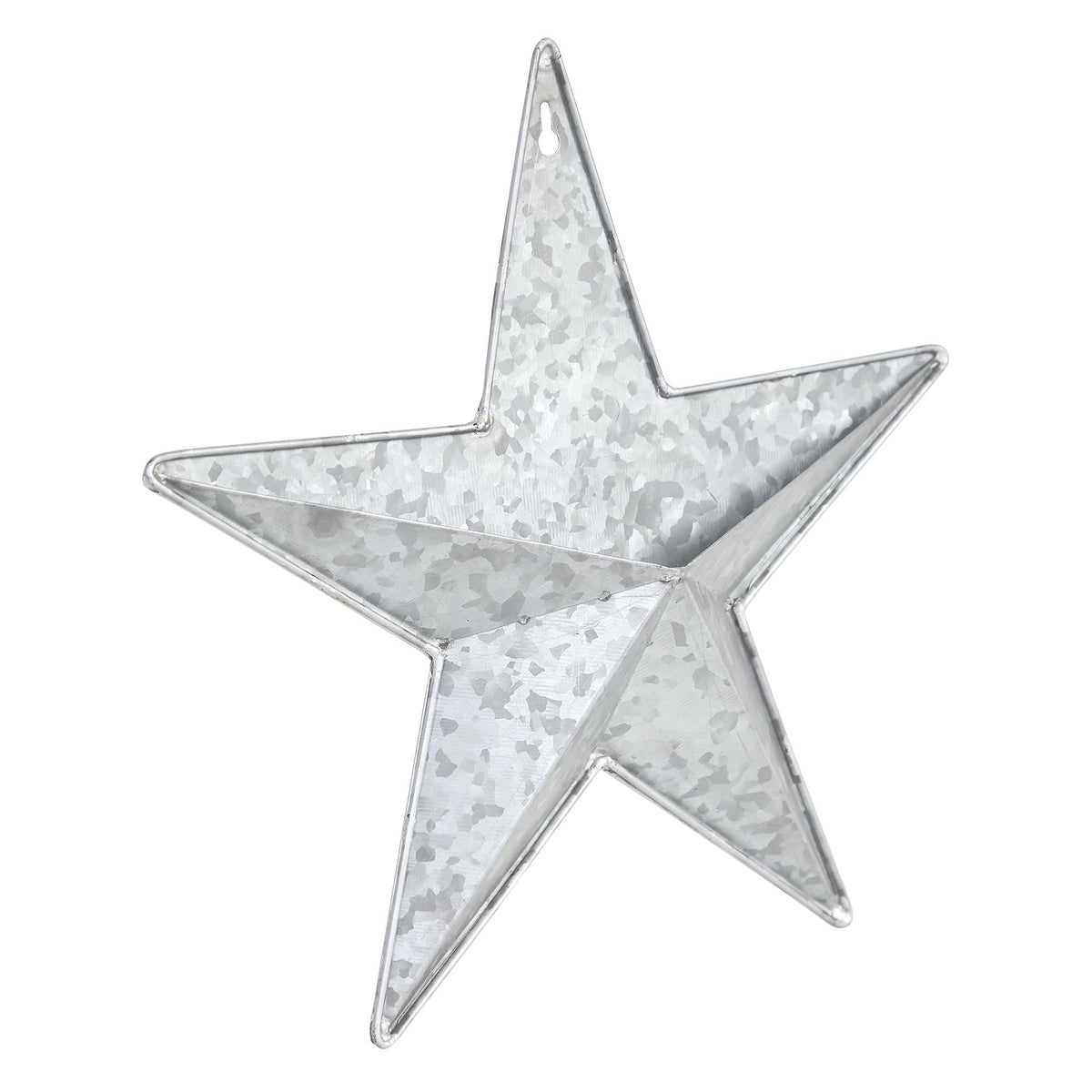 VHC Brands Patriotic Faceted Metal Star Galvanized Wall Hanging w/Pocket 12x12, Independence Day Decor, American Star with display pocket, Distressed Appearance Wall Hanging, Grey