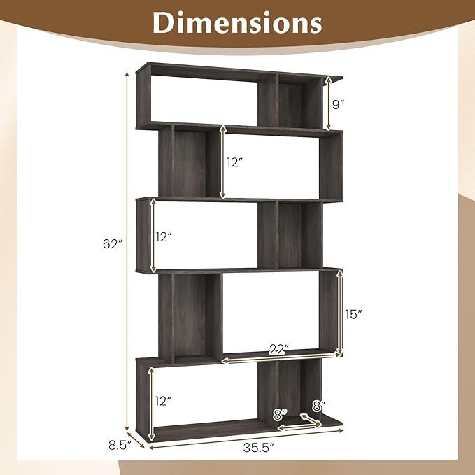 Giantex 5-Tier Bookshelf, 10-Cube Geometric Book Case