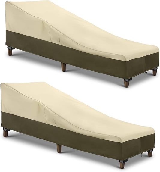 SunPatio Chaise Lounge Cover Outdoor Waterproof, Heavy Duty 2 Pack Patio Lounge