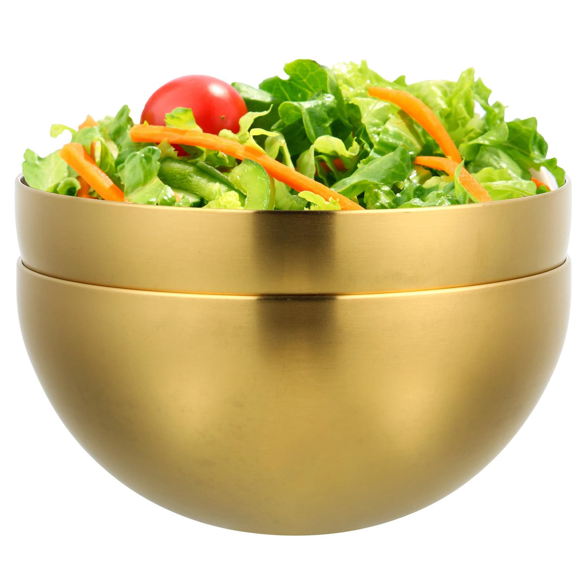 Luxshiny Stainless Steel Salad Bowl Set 2-Pack 5.90 Inch Multi-Functional Fruit Vegetable Storage Bowls with Smooth Rim for Home Kitchen Dining