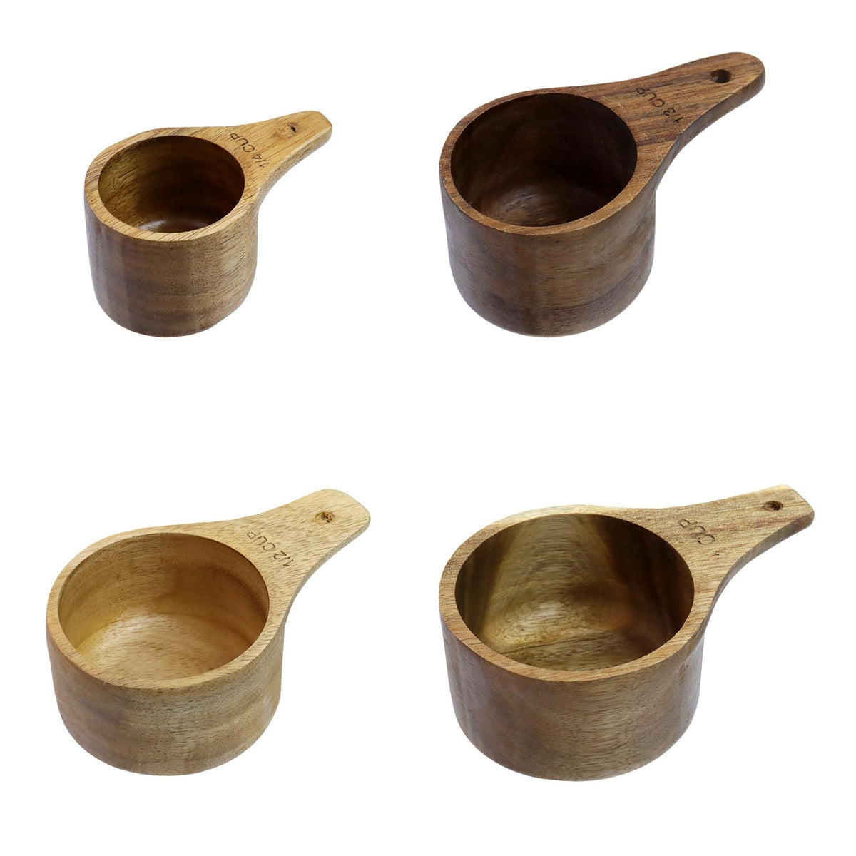 Tighall Wooden Coffee Ground Spoon Kit, Multipurpose Bath Salt Scoop, Measuring for Ground Beans, Tea or Rice, Handmade Beech Scoop（4 Pack, Beech-1/4+1/3+1/2+1）