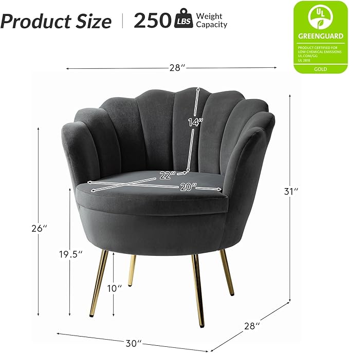 HULALA HOME Modern Velvet Accent Chairs Set of 2