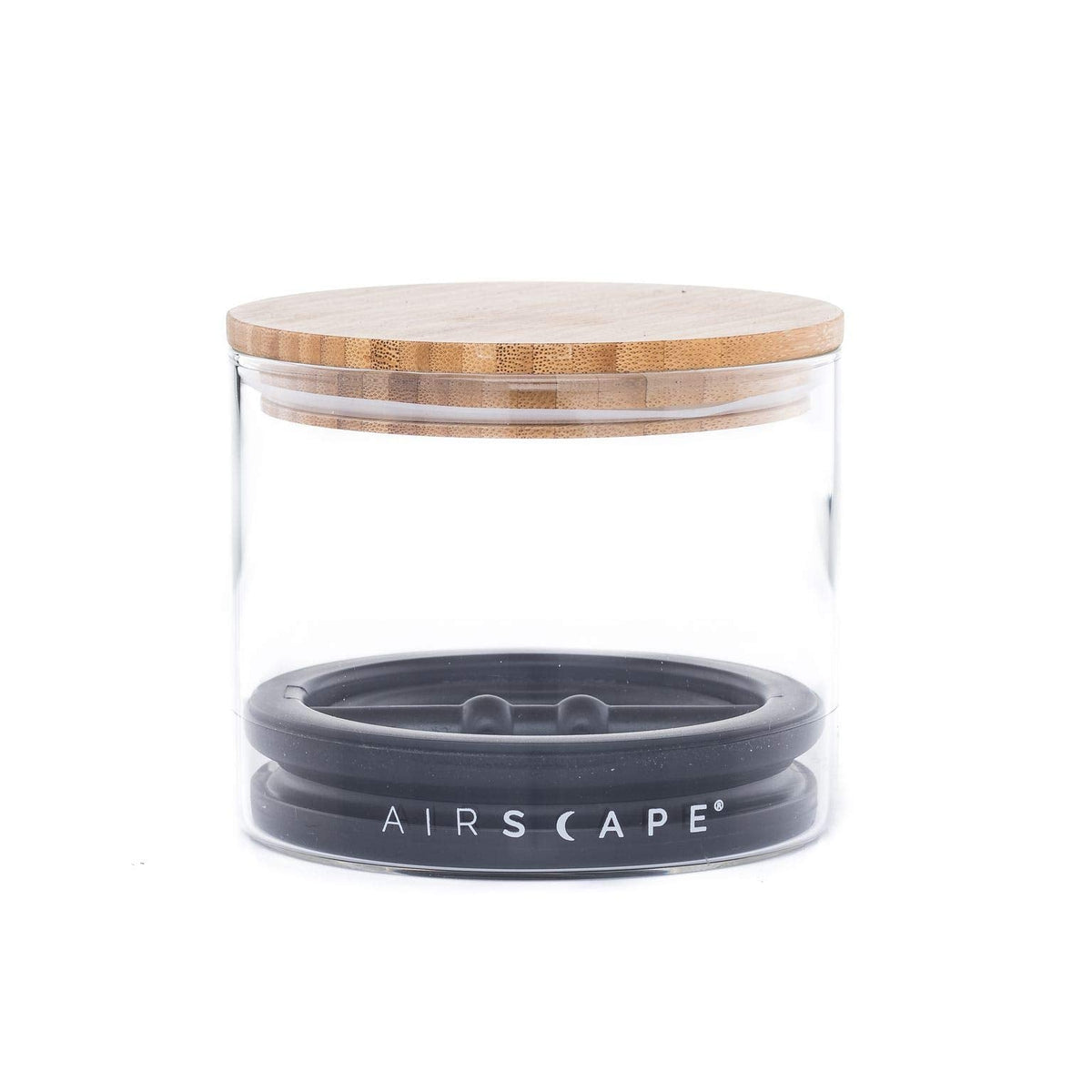 AirScape Glass Food Storage Canister - Glass Storage With US Patented Airless Inner Lid & Bamboo Top Lid - Preserves Food Freshness (Small 4-Inch)