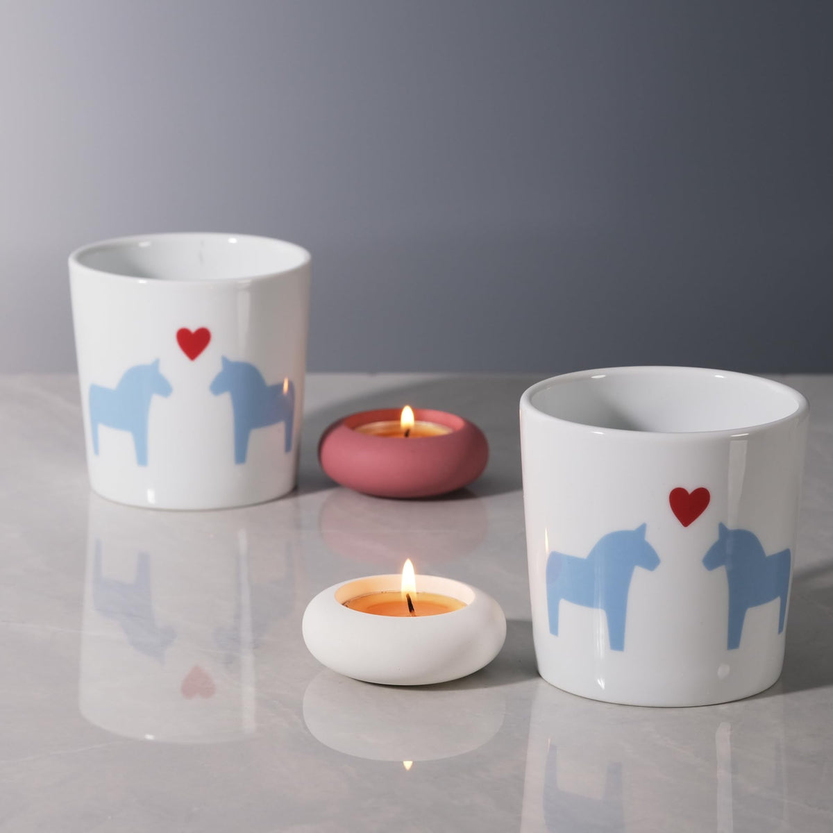 ICNBUYS Handmade Decorative Pebble Tealight Candle Holders Set of 8 - Handcrafted Home Decor Accent for Calming Earthy Aesthetic White Cement Diameter 2.6 inches