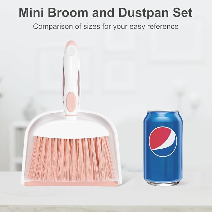 NACENA Small Dust Pan and Brush Set, Mini Broom and Dustpan Set Small Hand