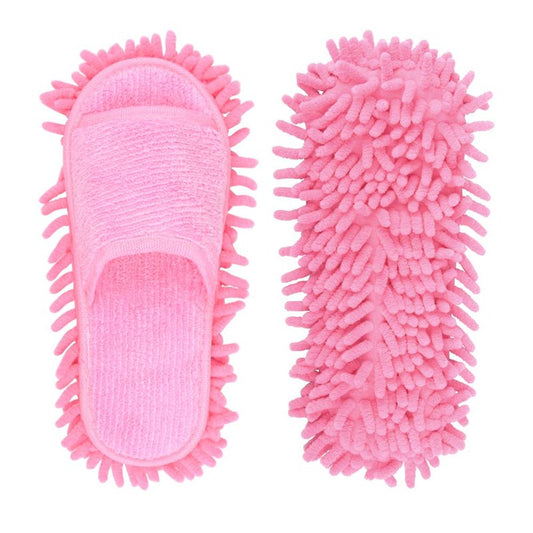 Microfiber Slippers Floor Cleaning Mop Men and Women House Dusting Slippers Floor Cleaning Tool (pink)