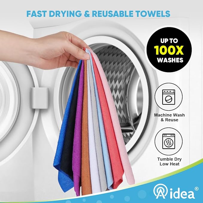 AIDEA Microfiber Cleaning Cloth Roll, 75PK Red, Reusable Paper Towels Tear Away