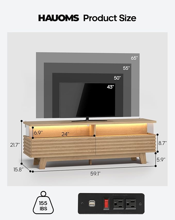HAUOMS 59" TV Stand for Living Room