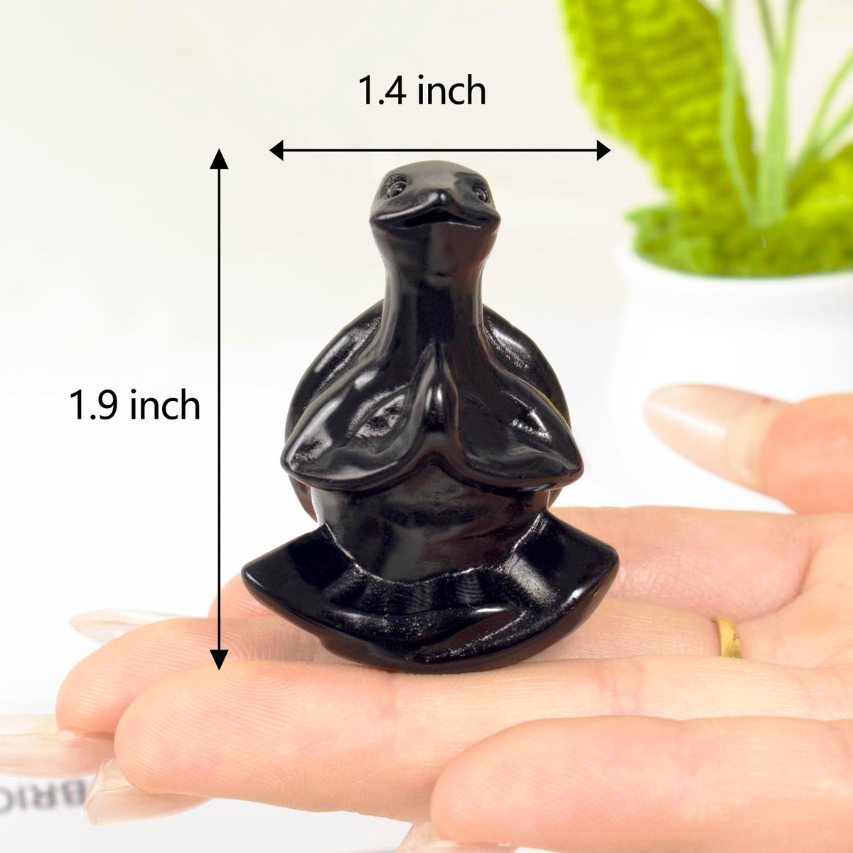 QLRSUXN Obsidian Sea Turtle Meditation Crystal Yoga Sculpture,Hand Carved Healing Figurine Spiritual Decor Chakra Balancing Gift,Zen Statue for Home Office Decorations