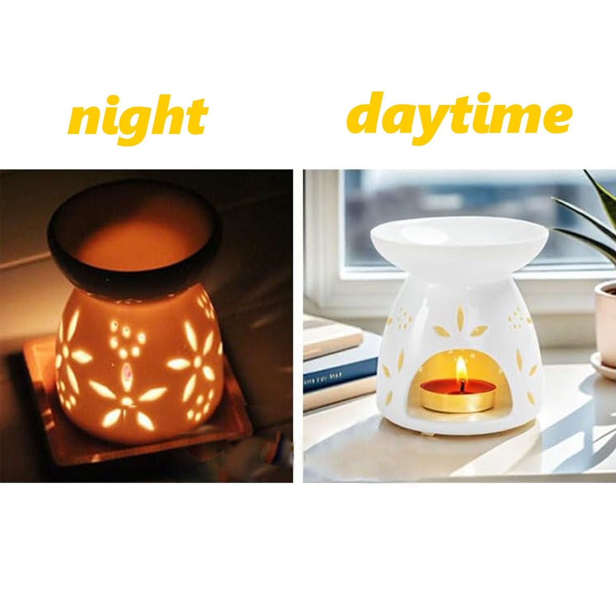 GENTI Ceramic Tea Light Holder, Essential Oil Burner, Wax Warmer, Wax Melt Burner, Tealight Holder for Home Décor