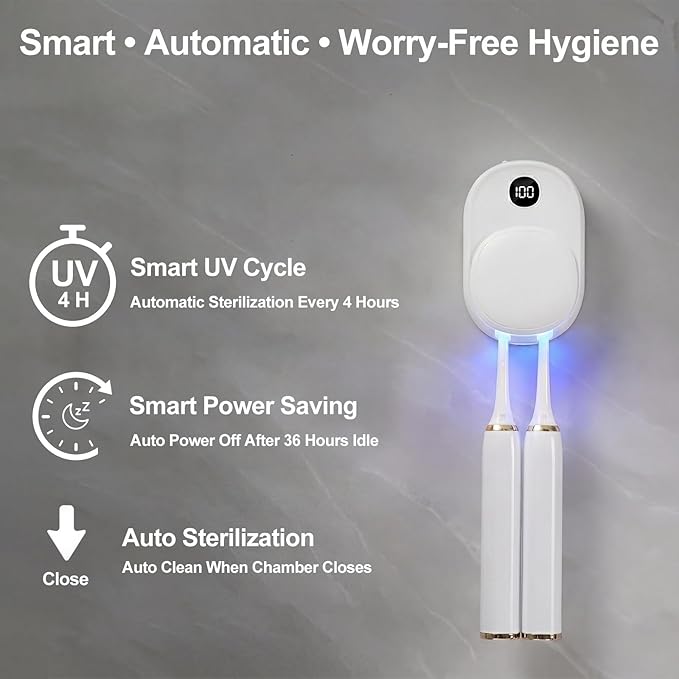 UV Toothbrush Sanitizer Holder Wall Mounted