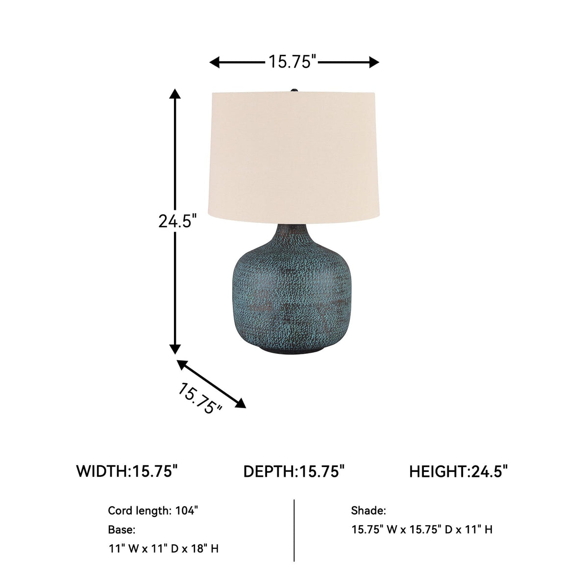 Signature Design by Ashley Malthace 24.5" Metal Accent Table Lamp, Beige, Copper, Blue & Bronze