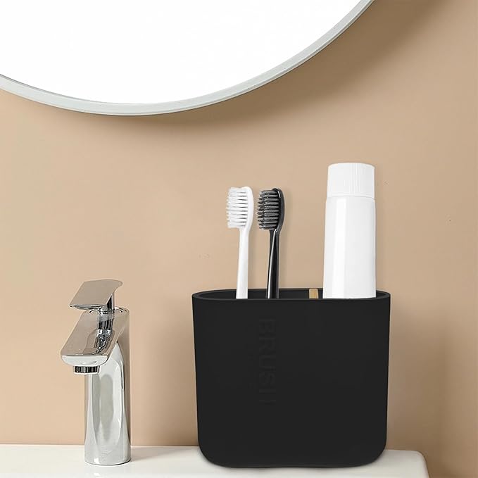 Toothbrush Holder with Bamboo Divider, Detachable