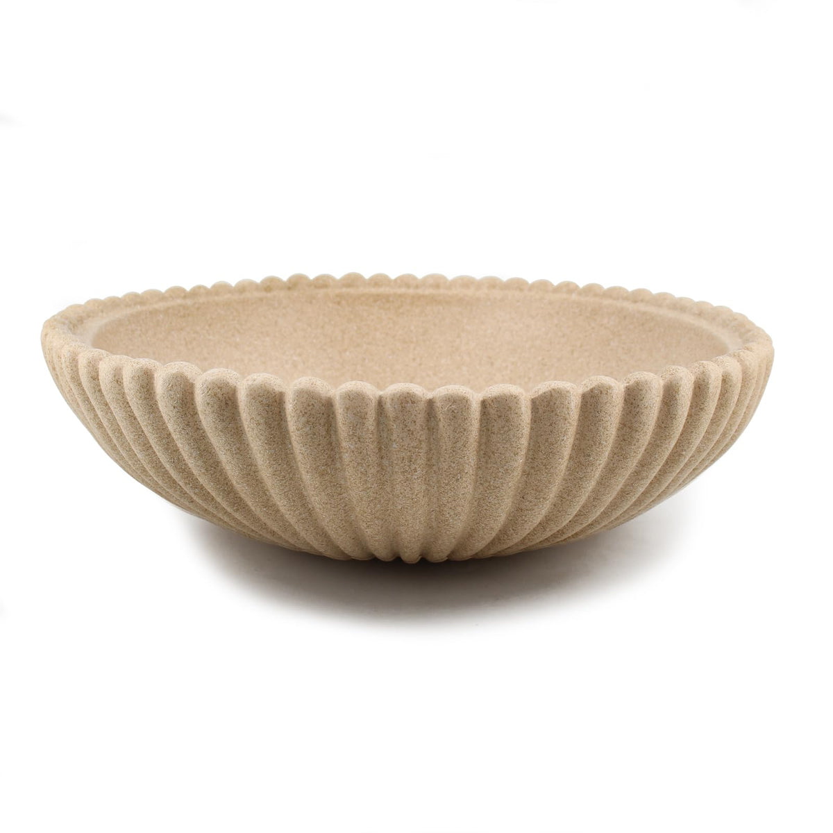 10 Inch Resin Decorative Bowl Fluted Beaded Rim,Stone Inspired Speckled Texture, Handmade Round Centerpiece for Coffee Table Decor, Entryway Console & Dining Table, Modern Farmhouse Boho Home Decor