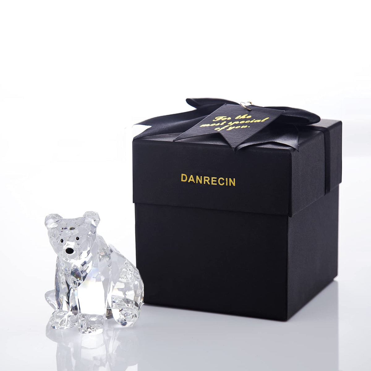 DANRECIN Acrylic Bear Figurine Cute Polar Bear Home Decor Clear Animal Room Decorations for Home and Office Not Crystal (E)