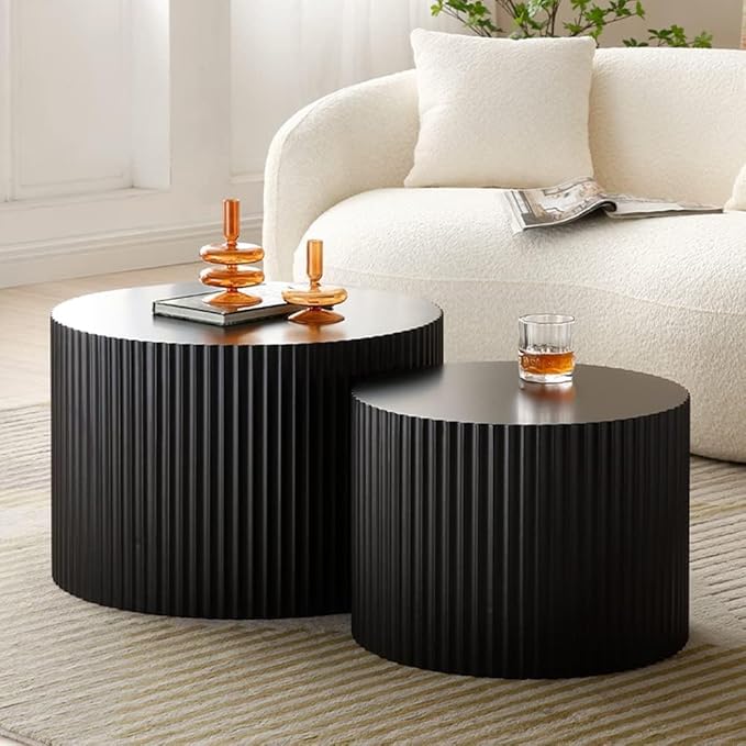 Black Round Coffee Table Set of 2
