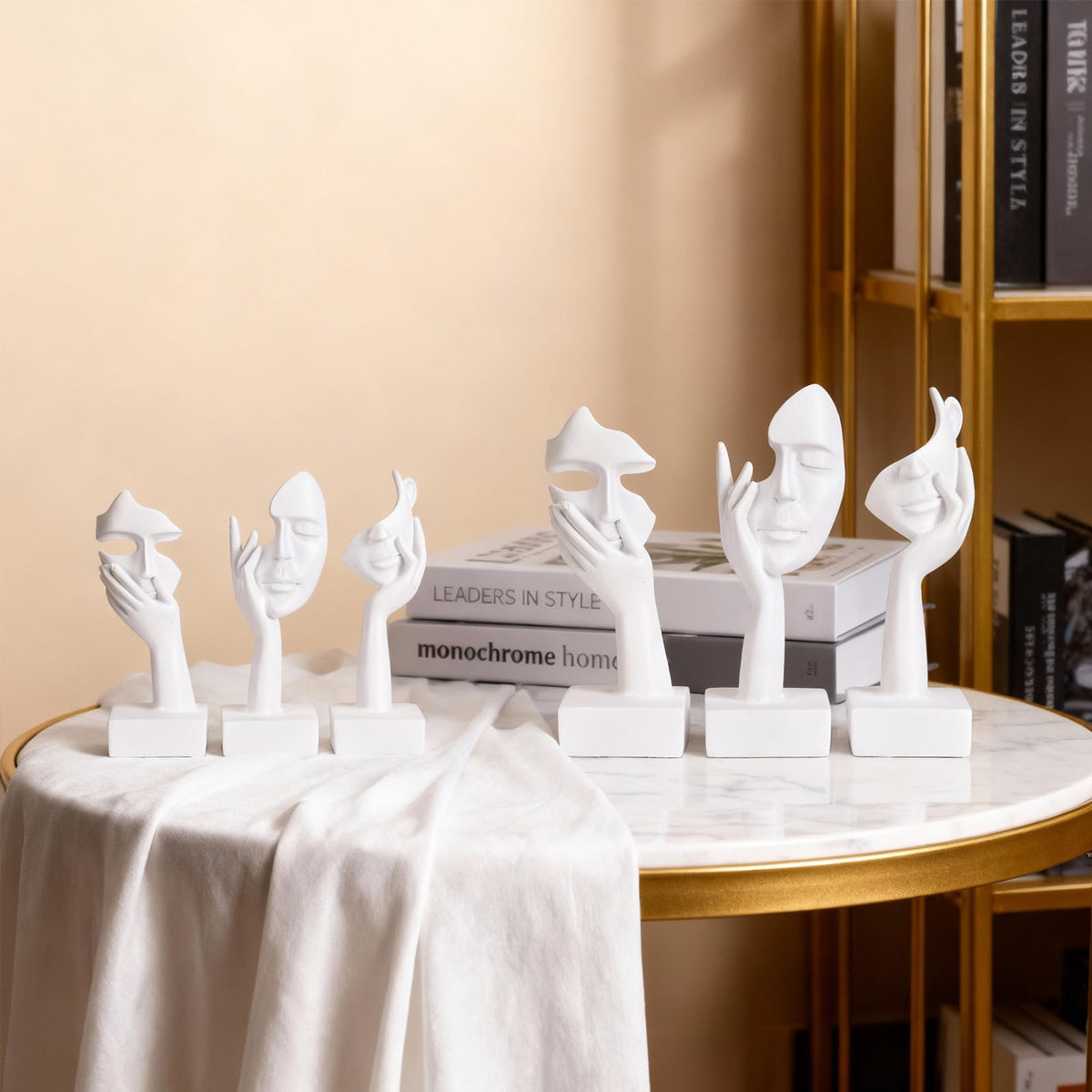 oliruim 3 Pcs Thinker Large Statue Set - White Art Abstract Home Accent Figurines for Living Room, Bedroom, Shelves, Office Desktop, Coffee Table Decor, Gift for Women (3 Pcs White, 9")