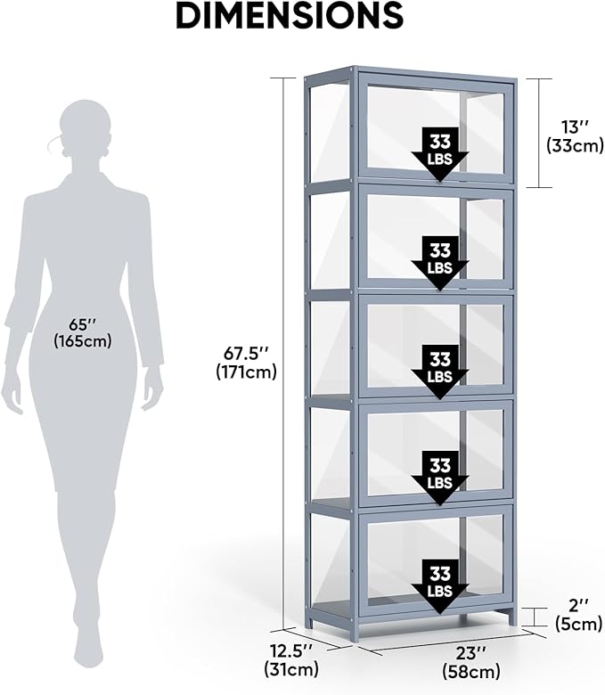5-Tier Display Case Cabinet