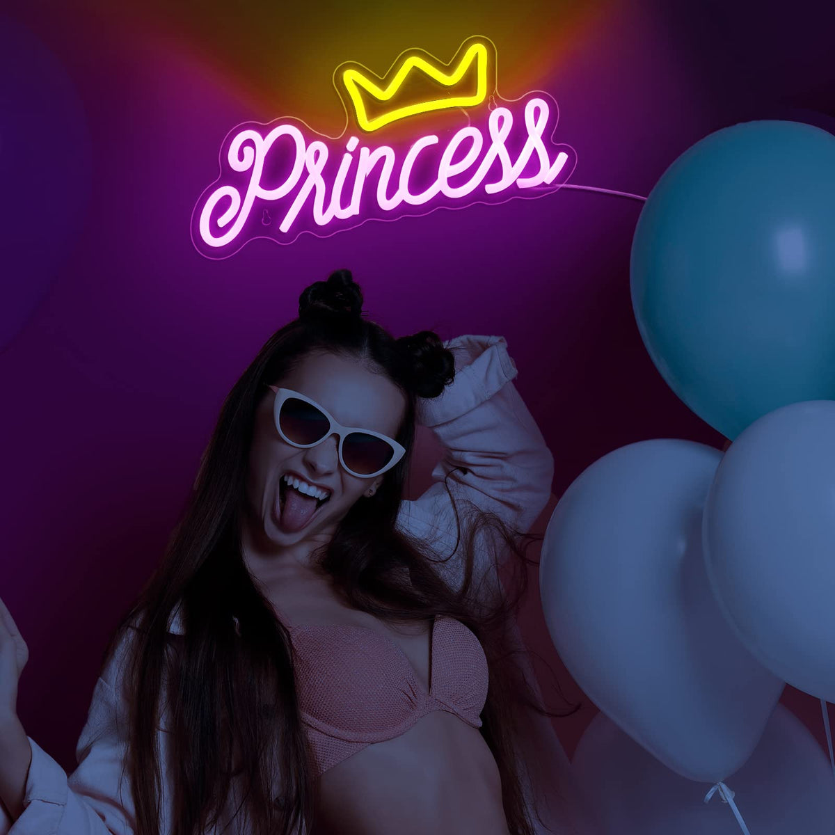 Ganeen Crown Neon Sign for Wall Decor Princess LED Neon Light Hanging Sign for Bedroom Decorative LED Wall Decor with USB Power for Room Wedding Party Bar Christmas Gift