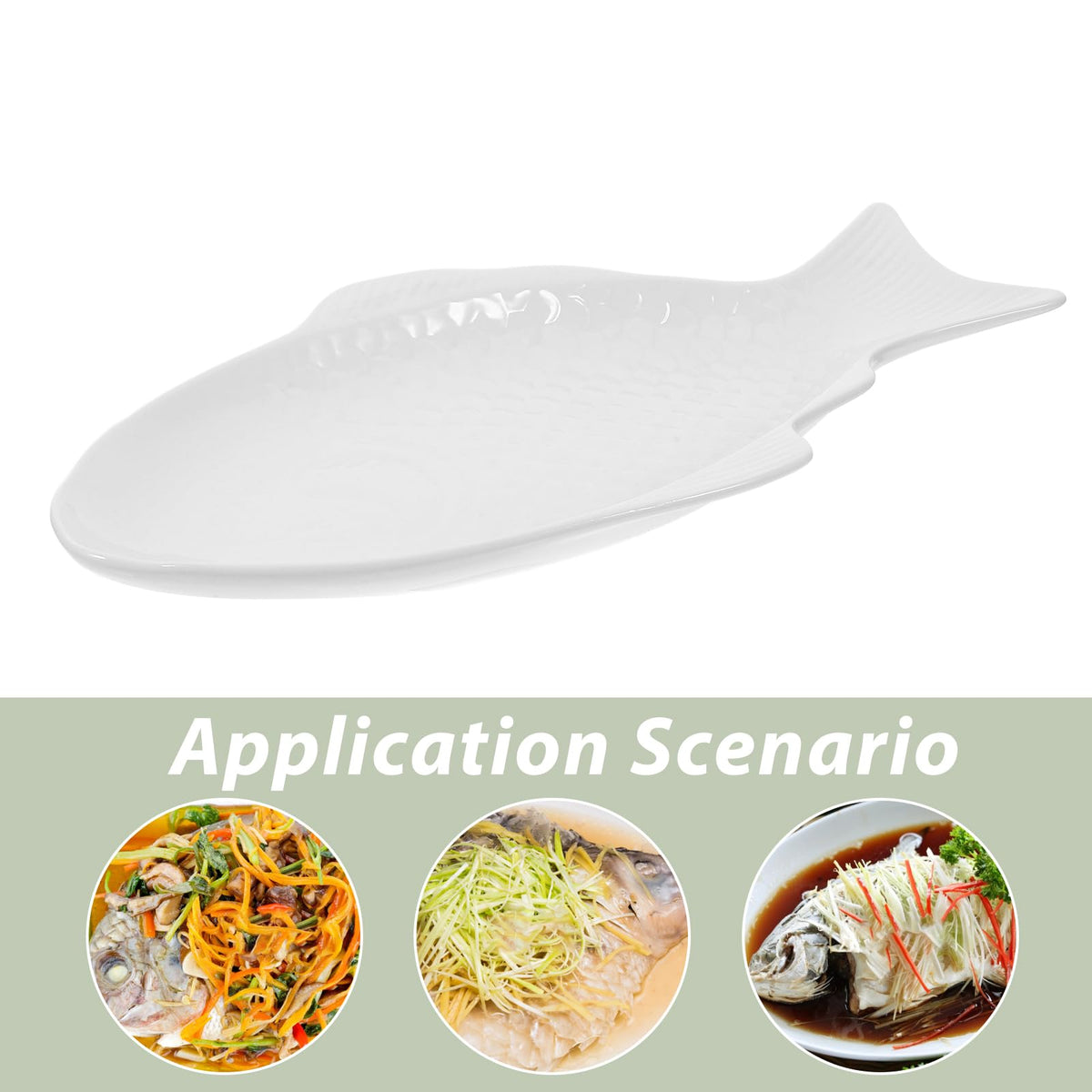 DOITOOL Fish Plate White Ceramic Serving Platter Fish Shaped Serving Dish Appetizer Serving Tray Platter Food Tray Party Platter for Fruit Cheese (13"L x 7.3"W)