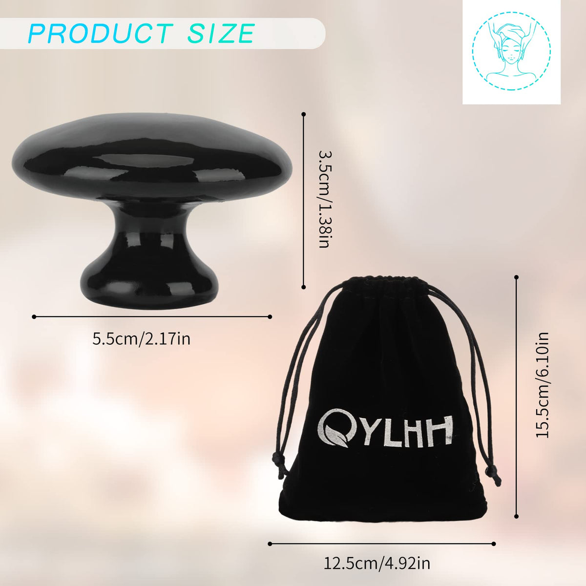 QYLHH 4 Pcs Mushroom Hot Massage Stones Set Natural Bian Warm Rocks Kit for Facial SPA5.5x3.5cm