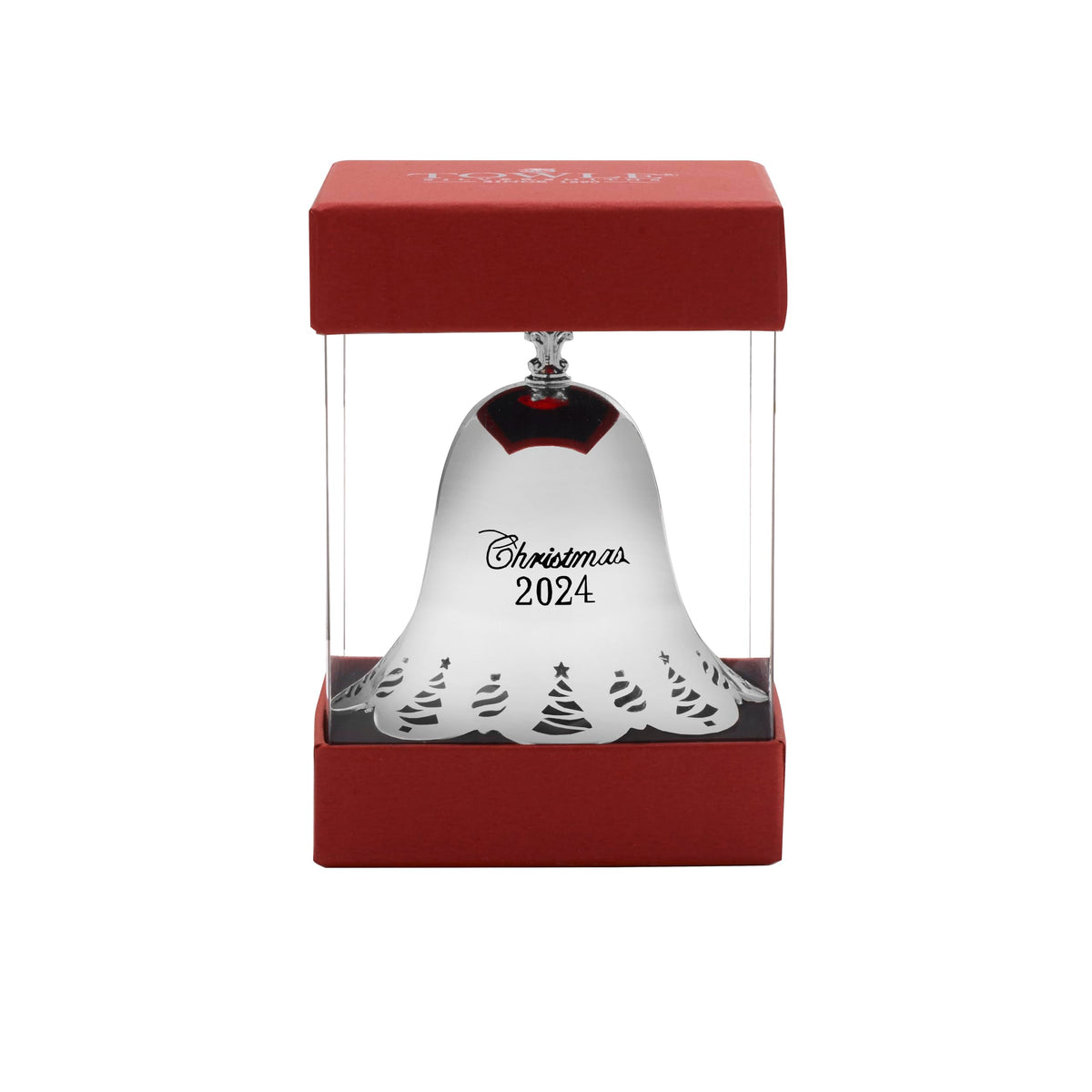 Towle Silver Plated Christmas Bell Ornament 2024-45th Anniversary Edition, Pierced Border with Tree and Ornament Motif, Collectible Holiday Decoration