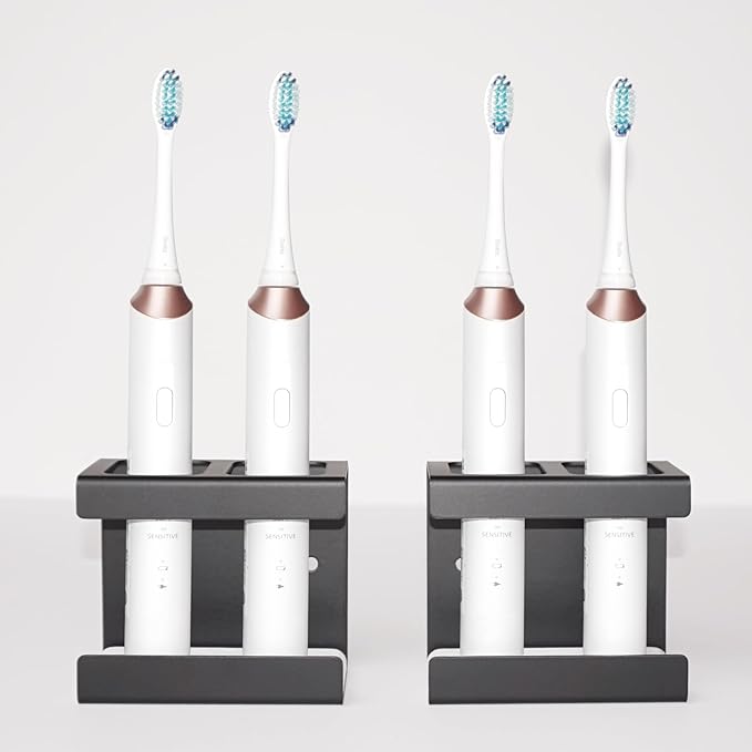Set of 2 Electric Toothbrush Holder Wall Mounted, 18/8 Stainless Steel
