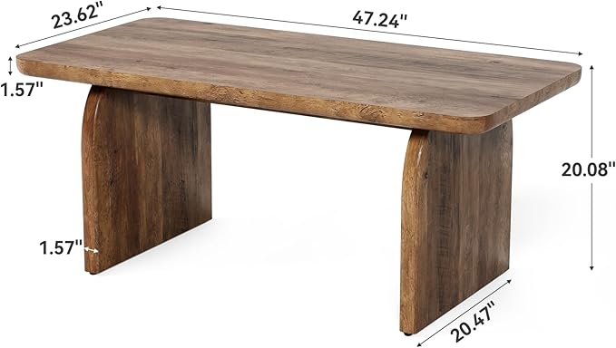 LITTLE TREE Farmhouse Coffee Table, 47 Inches Wooden Center Tables